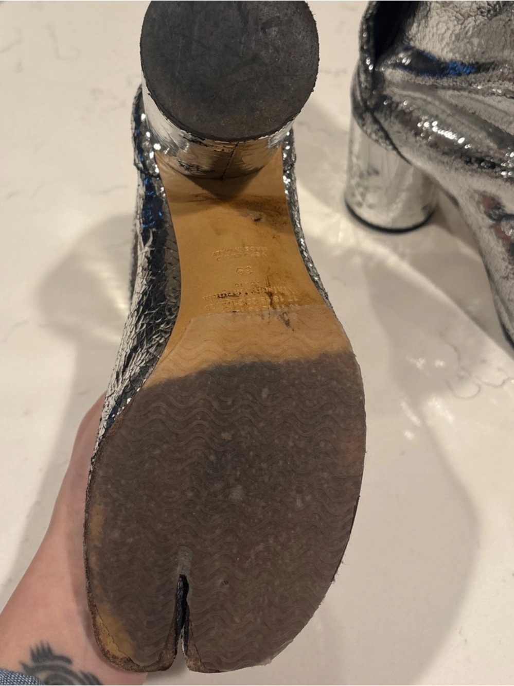 Margiela leather silver crackle tabi boots size 39 - Picture 9 of 13